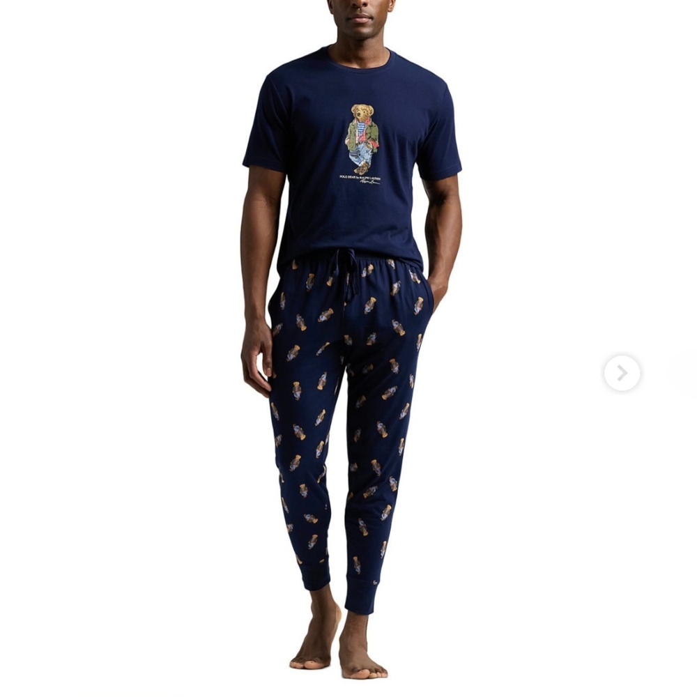 Polo Ralph Lauren Polo Bear Jogger Pajama Set Cruise Navy with Tahiti Bear M
